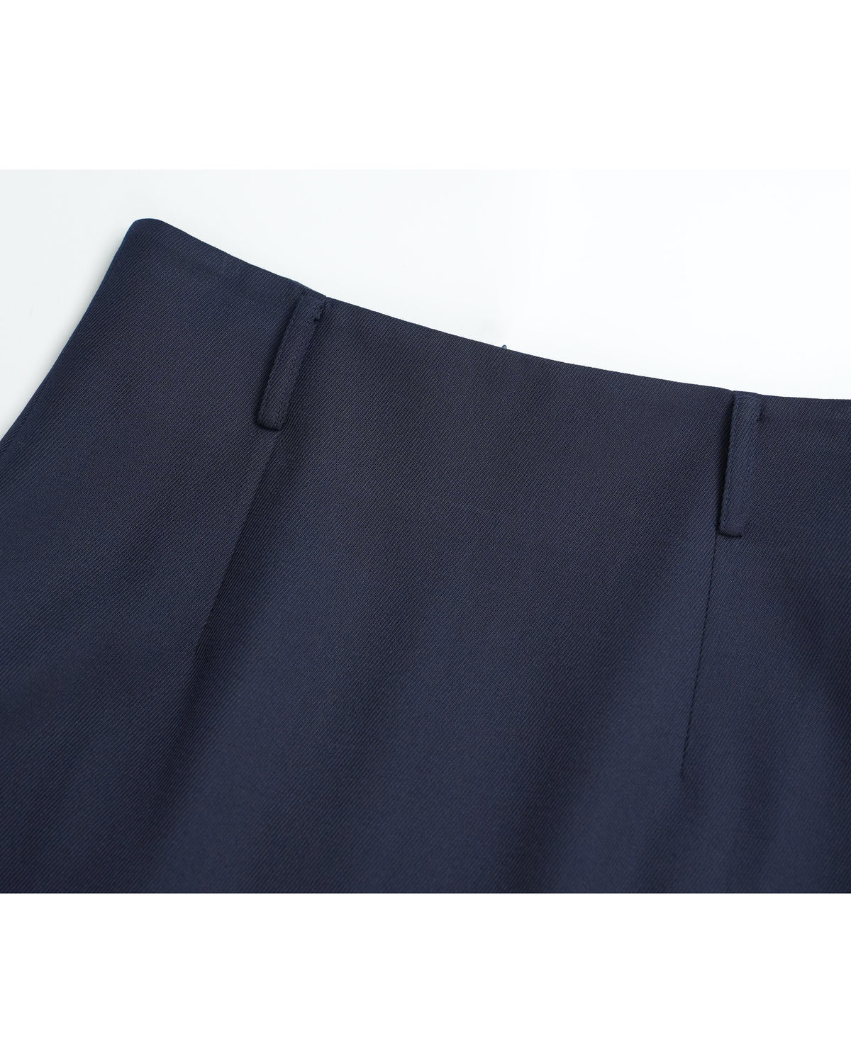 Navy 100% Wool Cavalry Twill High Waist Midi Pencil Skirt | 100% Wool