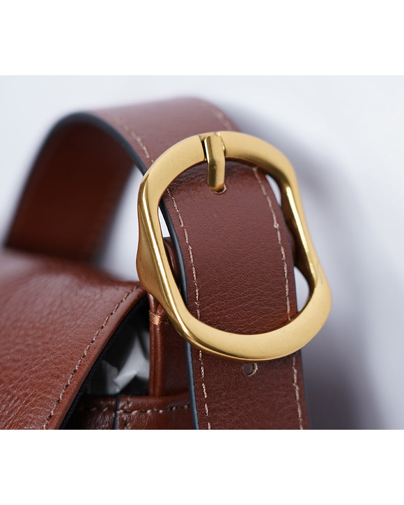 Vintage Brown Soft Leather Adjustable Strap Handbag for Daily Work Suitpure