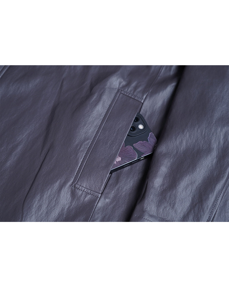 Cement Leather Trench with Clean Silhouette