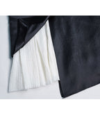 Black Acetate Paneled Midi Skirt