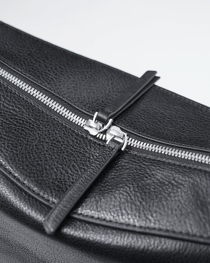 Women Smooth Black Genuine Leather Underarm Bag Suitpure