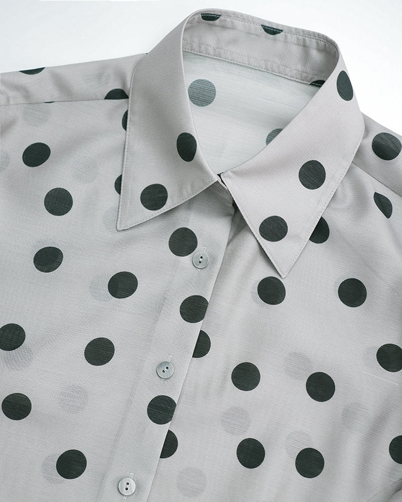 Women Silk-Blend Polka Dot Button-Down Shirt