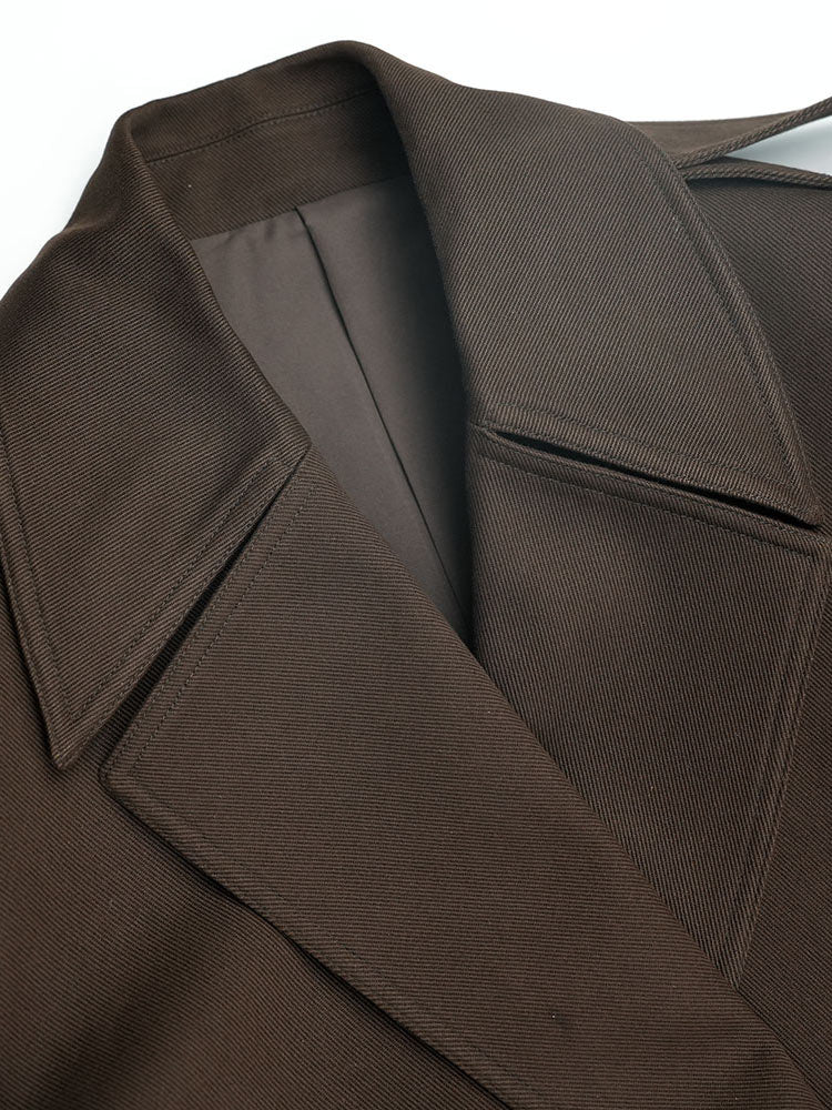 Military Style Epaulet Belted Trench Coat
