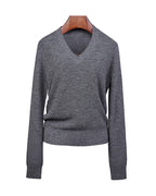 Three-Color V-Neck Pullover in Soft Knit