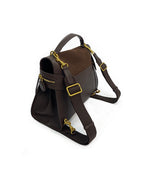 Women Retro Dark Brown Contrast Suede & Leather Handbag Suitpure