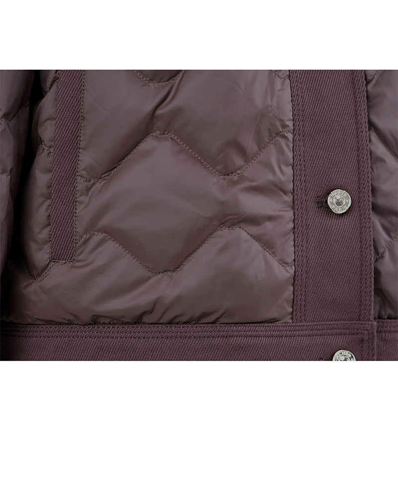 Short Down Puffer in Ebony Brown