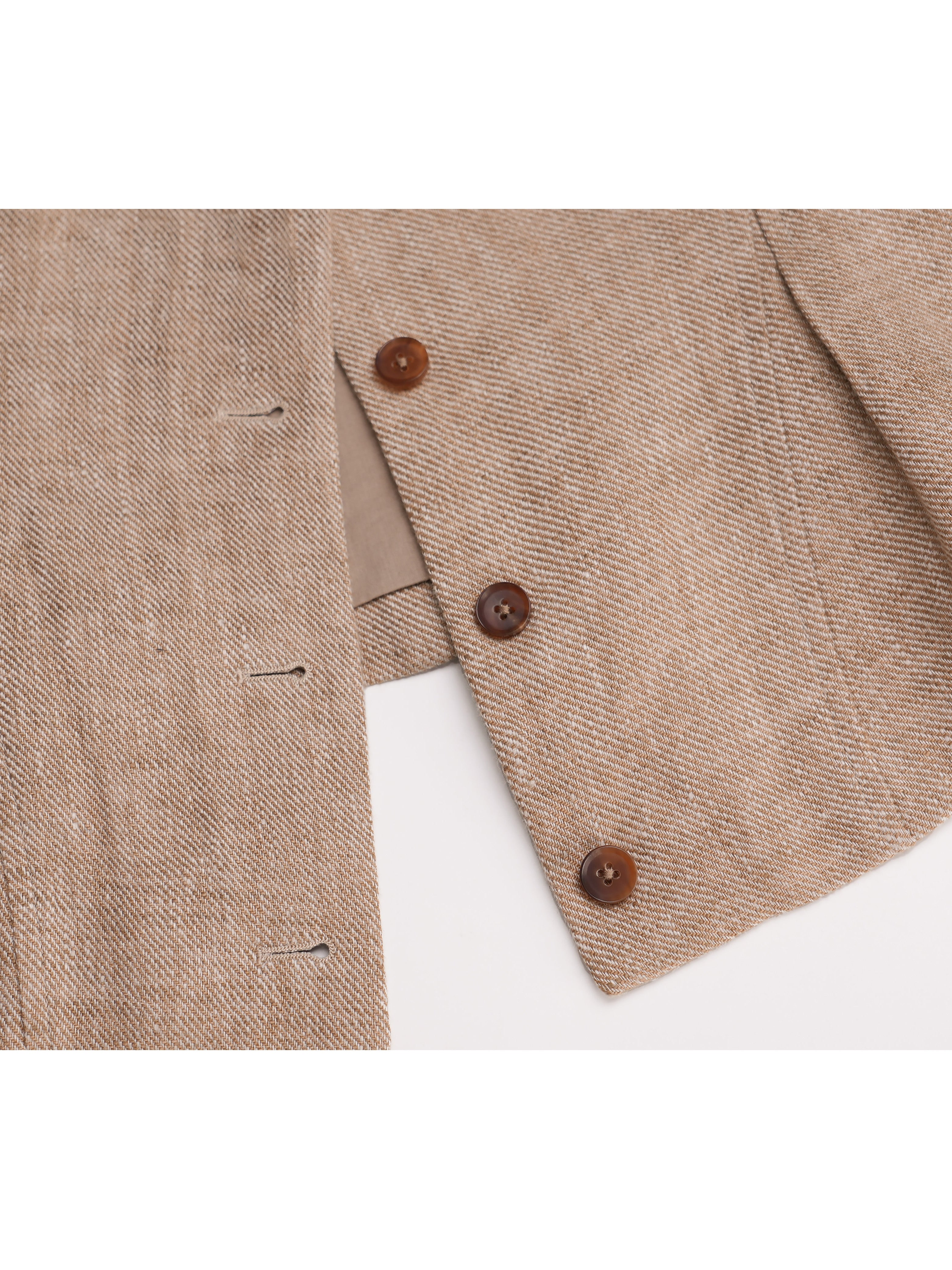 Vintage Linen U-Neck Waist-Cinching Vest Suitpure