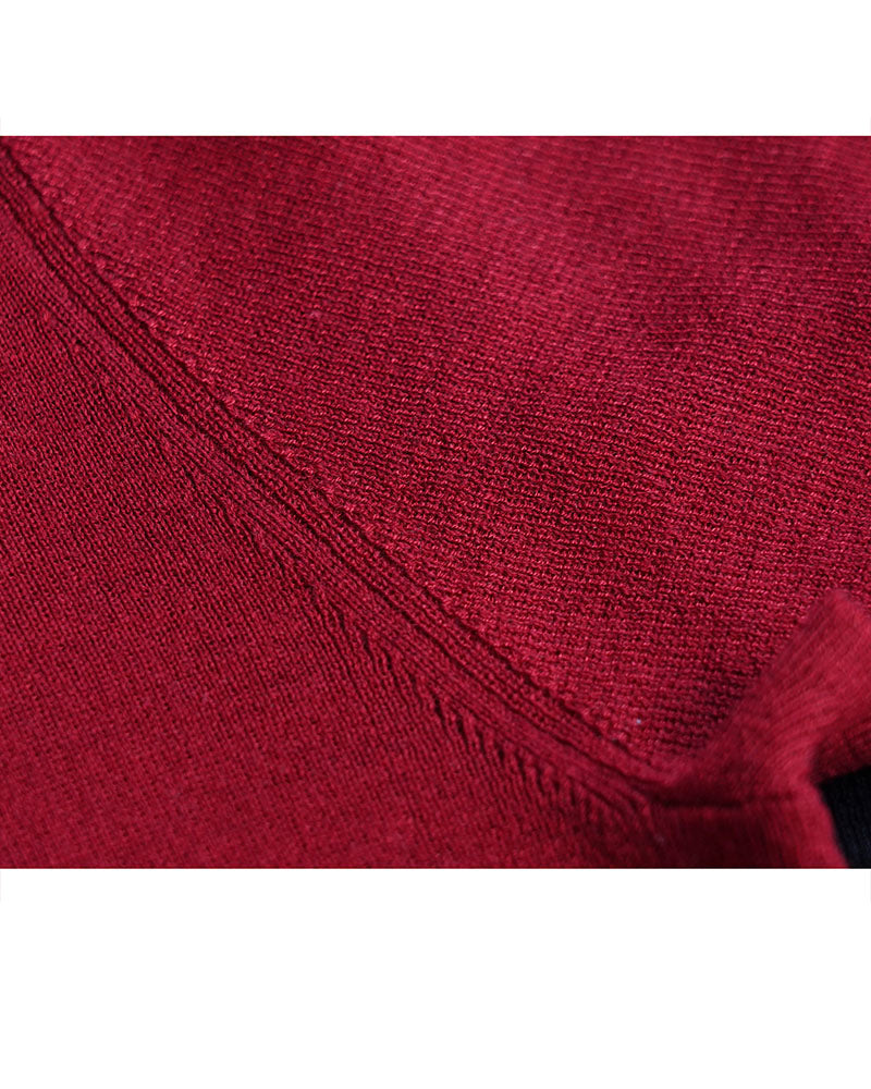 Casual Red Knit Polo with Collar