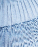 Mist Blue Ruched Denim A-Line Maxi Skirt with Elastic Waist Suitpure