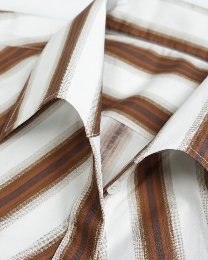 Cotton Striped Shirred Convertible Shirt Dress Suitpure