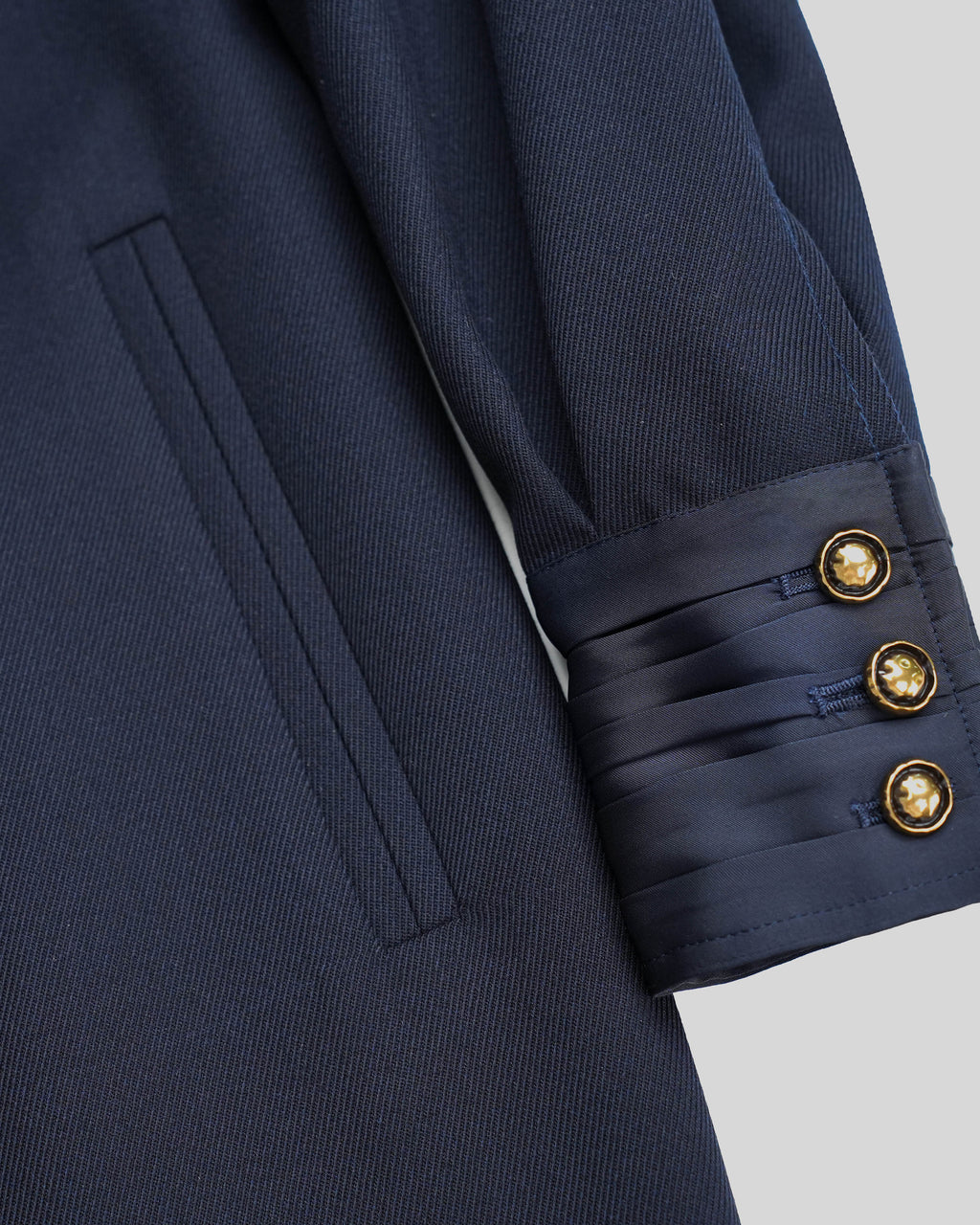 Navy 100% Wool Cavalry Twill Zip Front Dress