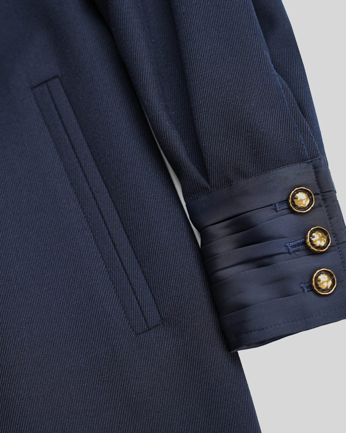 Navy 100% Wool Cavalry Twill Zip Front Dress