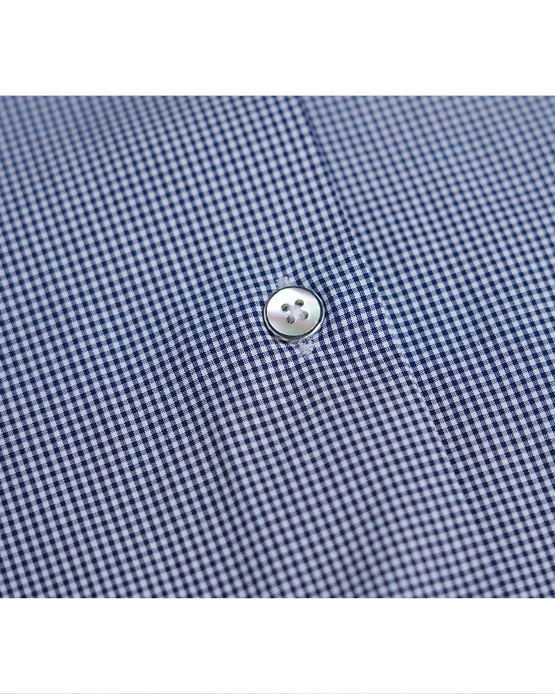 Navy Blue Small Check Cotton Minimalist Shirt Suitpure