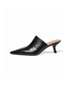 Genuine Leather Pointed Toe Mule Heels for Women Shoes Suitpure