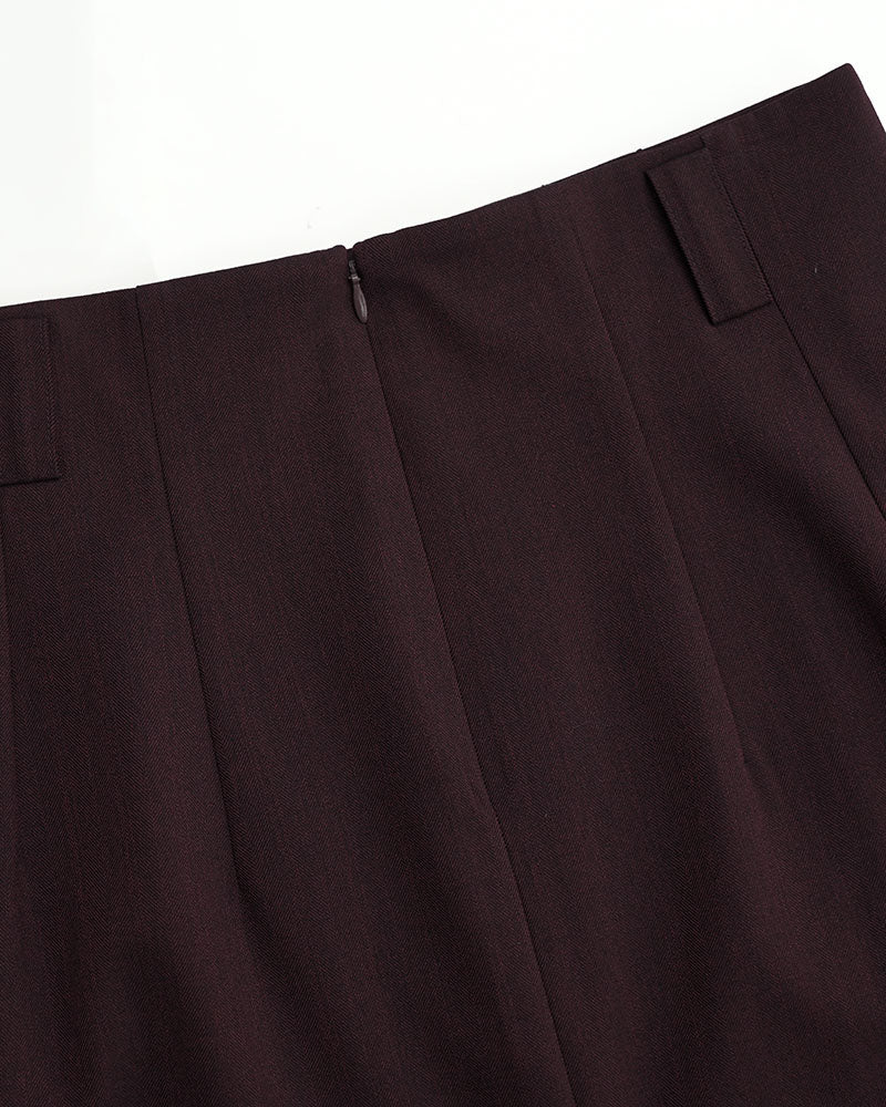 Integrated Waist Boned Textured Midi Skirt