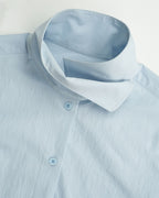 Sky Blue Textured Scarf Collar Blouse
