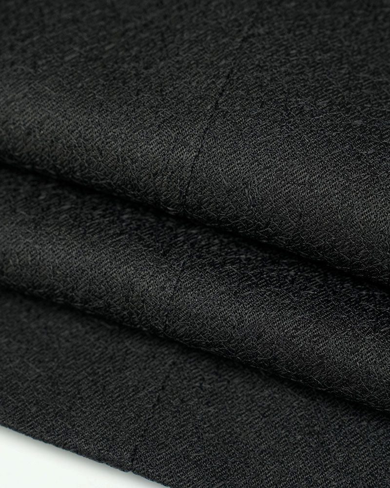 Black Twisted Silk Texture Wide Lapel Trench Coat