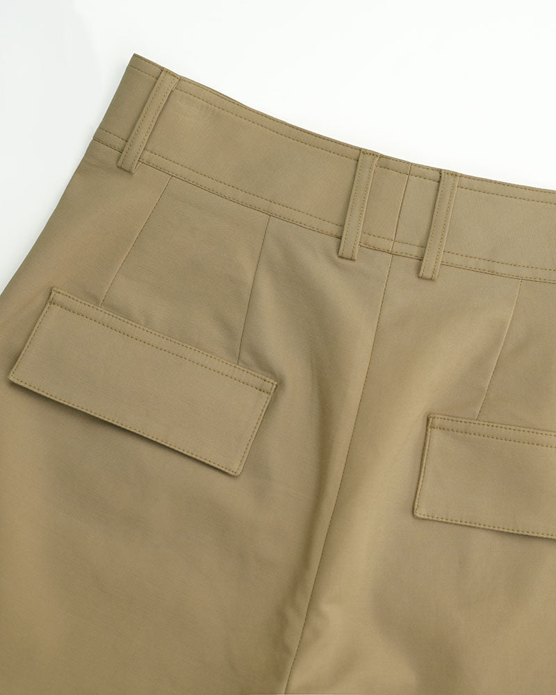 Khaki Sculptural Silhouette Casual Trousers