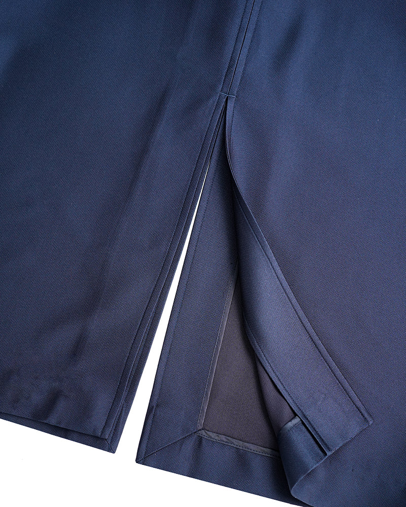 Navy blue stand-up collar zip-up dress