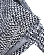 Black White Houndstooth Slub Linen High-Rise Wide-Leg Trousers Suitpure