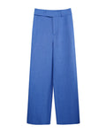 Extended Waistband Linen Trousers in Sky Blue Suitpure