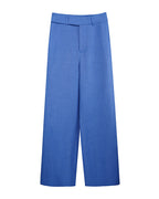 Extended Waistband Linen Trousers in Sky Blue Suitpure