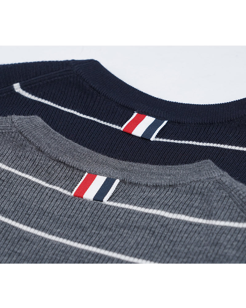 Sleeveless Side Slit Stripe Knit Vest