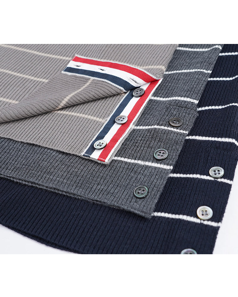 Sleeveless Side Slit Stripe Knit Vest