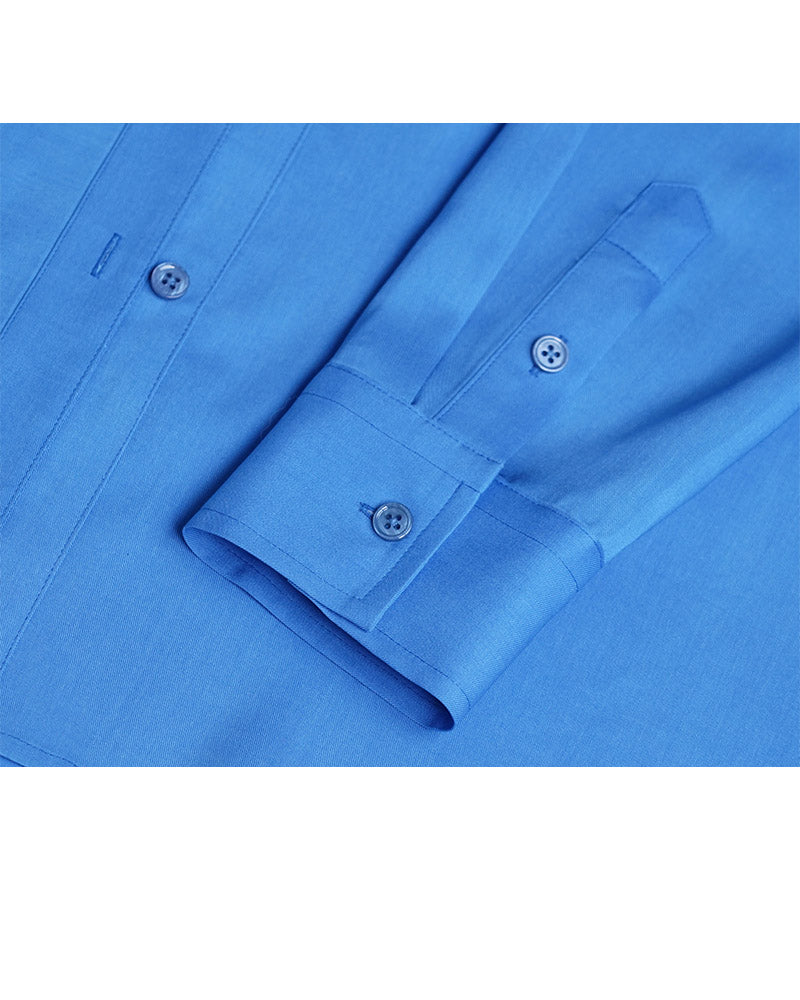 Sky Blue Mandarin Collar Blouse with Self-Tie Suitpure
