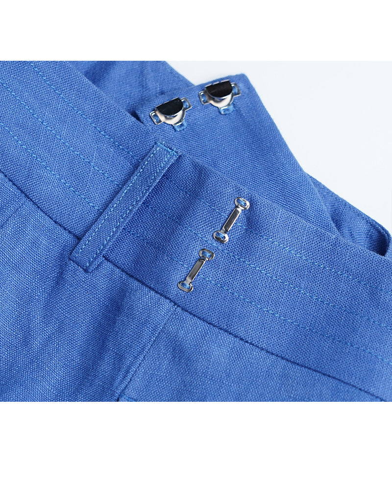 Extended Waistband Linen Trousers in Sky Blue Suitpure