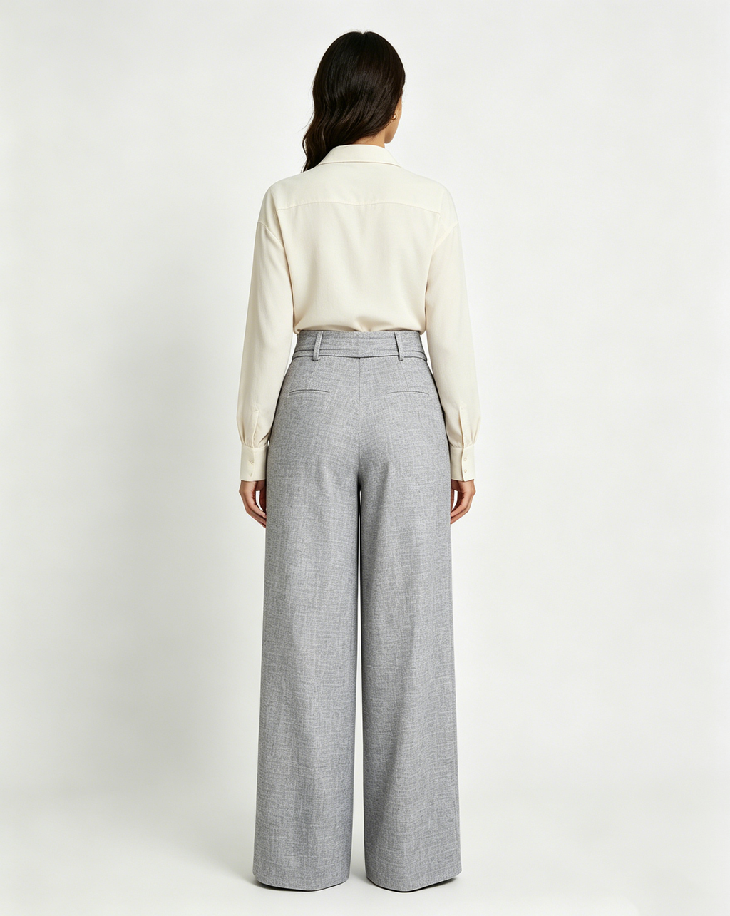 Women’s Belted Grey High Waist Belted Wide Leg Trousers Suitpure