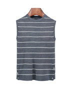 Sleeveless Side Slit Stripe Knit Vest