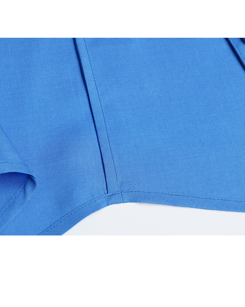 Sky Blue Mandarin Collar Blouse with Self-Tie Suitpure