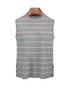 Sleeveless Side Slit Stripe Knit Vest