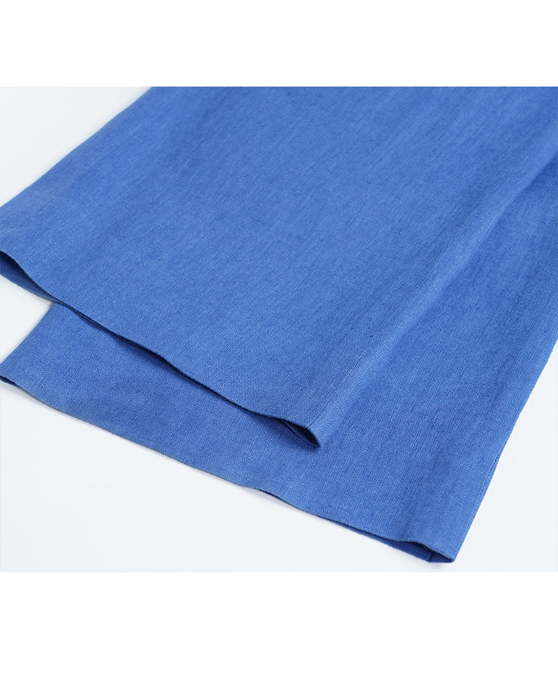 Extended Waistband Linen Trousers in Sky Blue Suitpure