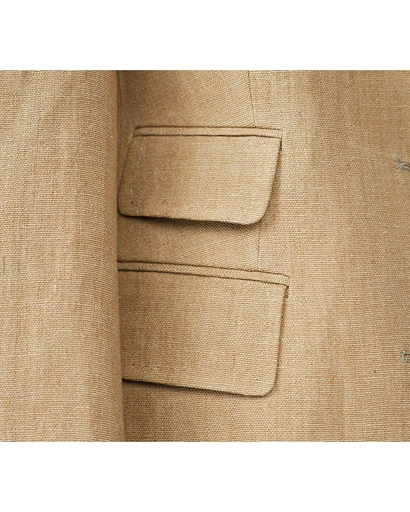 Butter Yellow Linen Casual Blazer Suitpure