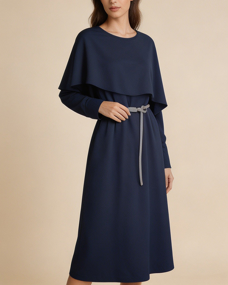 Off-Shoulder Cape Dress | Flowing Shawl Silhouette Suitpure