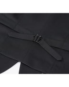 Fitted Rounded Collar Wool Cavalry Twill Vest| 100% Wool（副本）