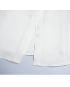 Plain White Flowing Waist-Cinching Blouse | Seamless Drape Suitpure