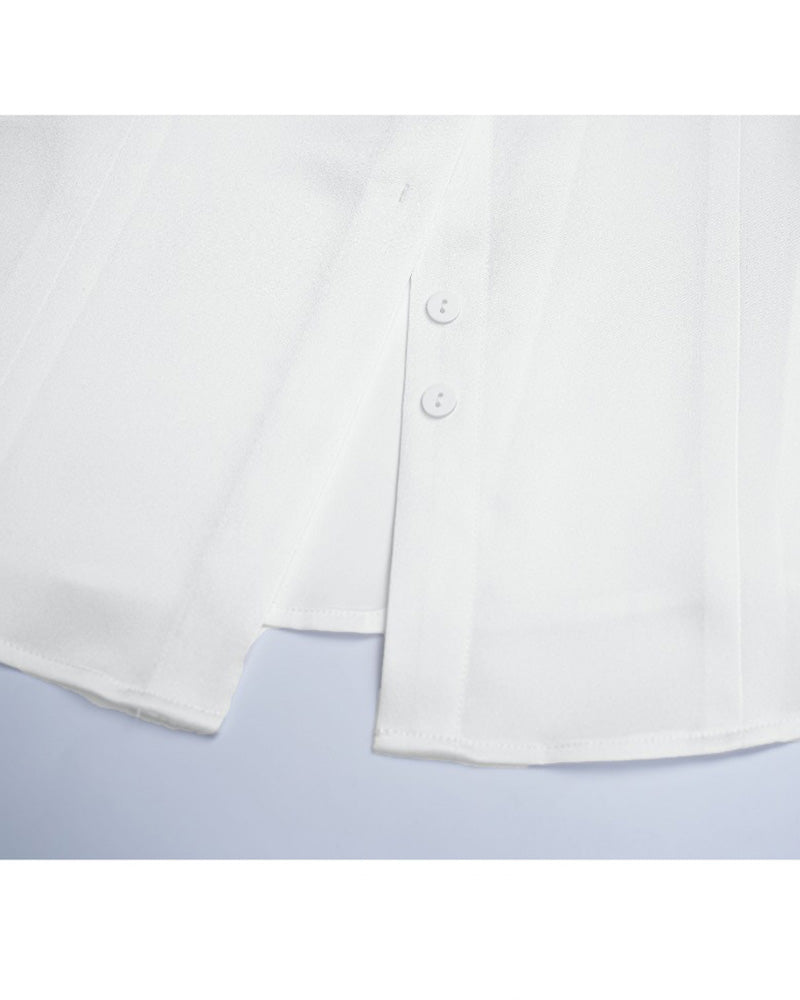 Plain White Flowing Waist-Cinching Blouse | Seamless Drape Suitpure