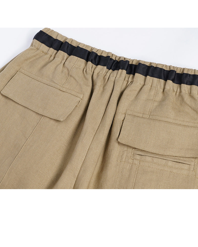 Relaxed Fit Linen Cropped Trousers Suitpure