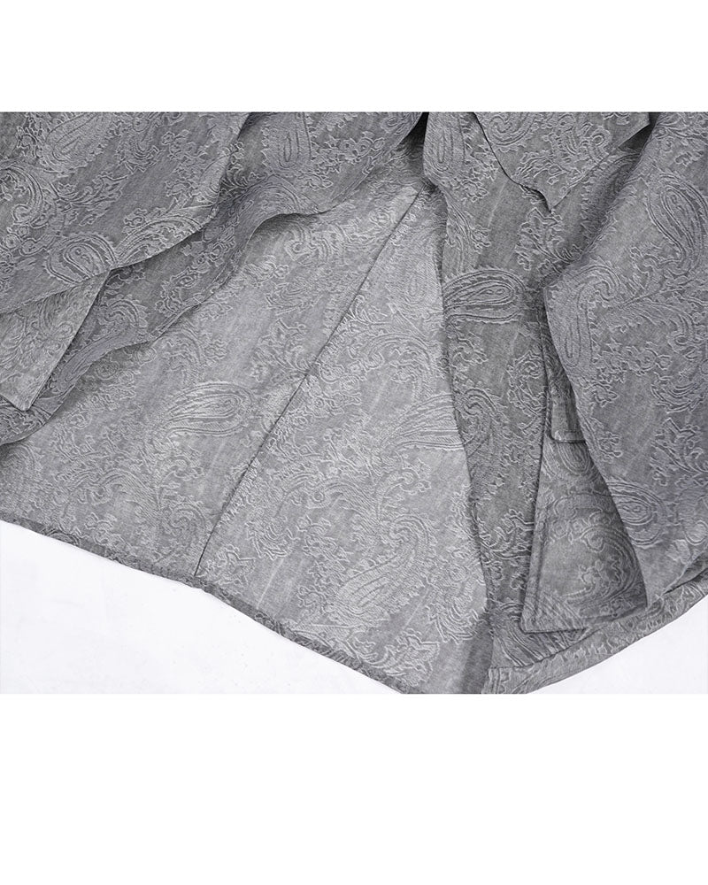 Mandarin Collar Cocoon Tencel Jacquard Blouse