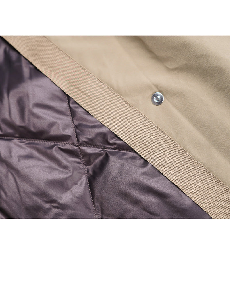 Khaki Unquilted Lapel Down Coat