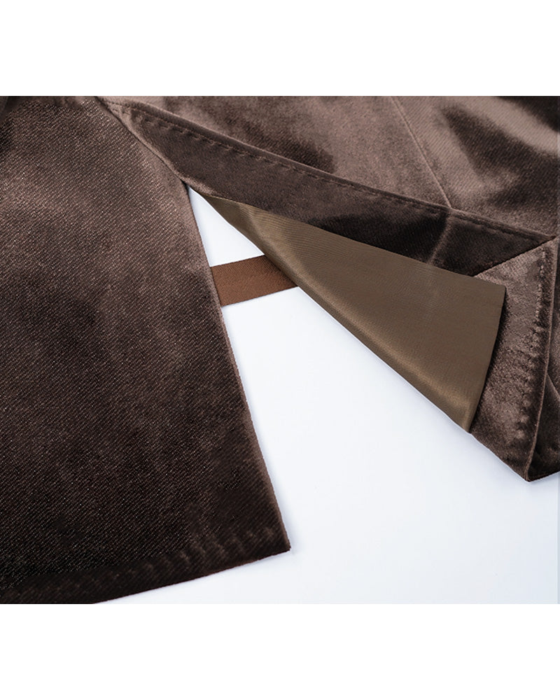 Rich Brown Velvet Blazer | Relaxed Fit Suitpure