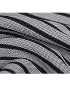 Grey-Black Stripe Knit Short Sleeve Top