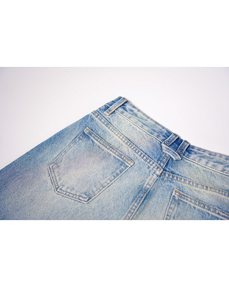 Vintage Wash Relaxed Jeans with Ripped Details Suitpure