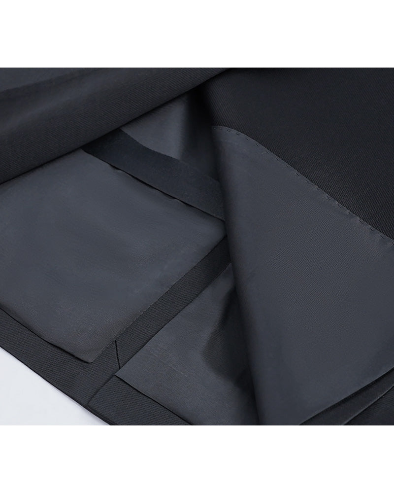 Acetate Satin Belted Blazer | Self-Tie Waist Suitpure