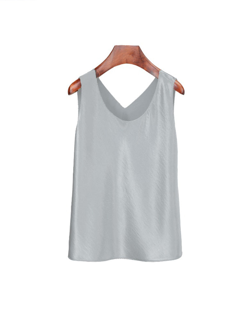 Four-Color Simple Satin Acetate Tank Top Suitpure