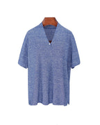 V-Neck Wool Linen Relaxed Knit Short Sleeve Top Suitpure