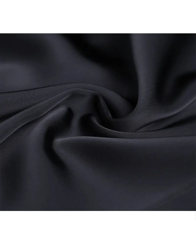 Deep Black Draped Blouse with Self-Tie Bow Detail Suitpure